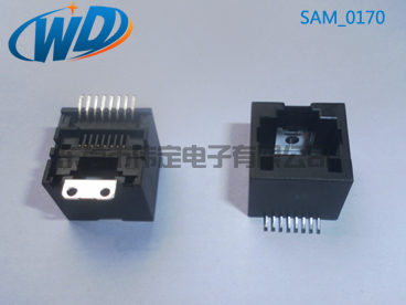 180度 RJ45網(wǎng)絡接口SMT 8P8C帶焊片 高12.70mm變頻器網(wǎng)口