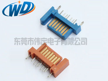 單臂 7PIN SATA插件連接器 DIP型帶魚(yú)插公頭180度 硬盤(pán)接頭端子